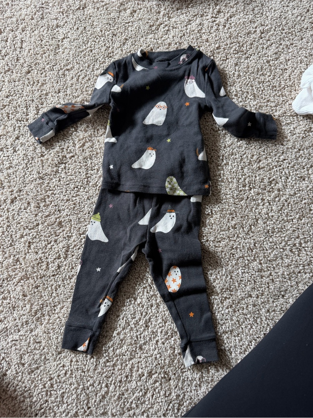 Black Ghost Print Kids Pajama Set